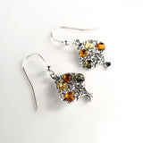 amber tree silver earrings