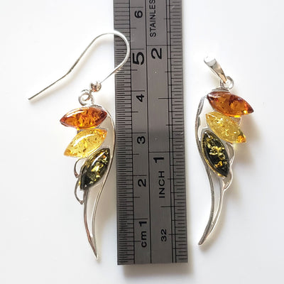 Angel Wings Earrings Pendant Set / Sterling Silver with Amber BuyRussianGifts Store