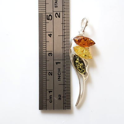 angel wings sterling silver amber pendant