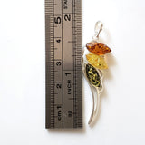 angel wing silver amber pendant