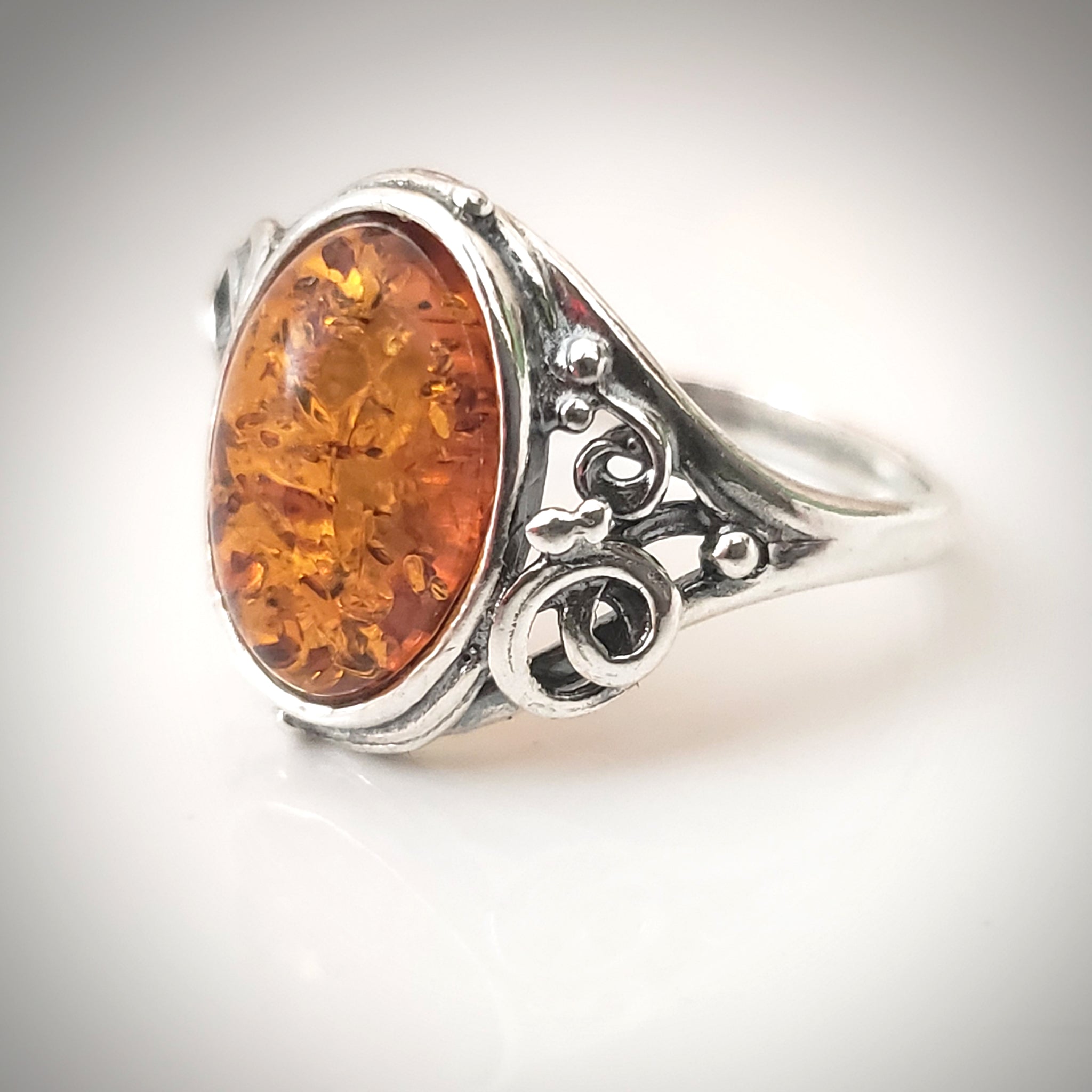 Silver Ring Sterling Silver And Baltic Honey Amber Ring