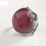 natural red amber ring