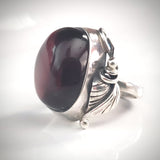 antique sterling silver cherry amber ring