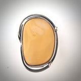 antique frame butterscotch natural amber silver ring