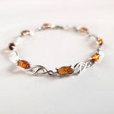 buy natural amber with silver bracelet