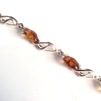 natural amber with silver bracelet