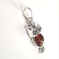 silver amber owl charm