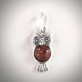 Sterling Silver Baby Owl Charm with Natural Amber BuyRussianGifts Store