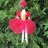 ballerina Christmas ornament in red dress 