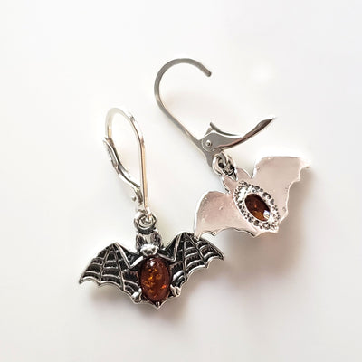 solid silver bat earrings