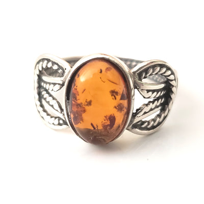 oval honey amber belt ring