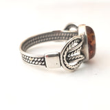 sterling silver amber belt ring