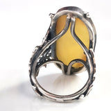 sterling siver baltic amber large ring