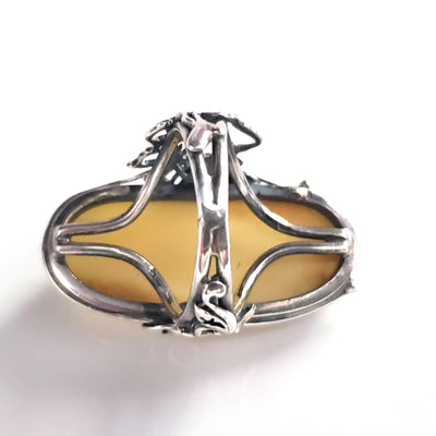 amber silver ring