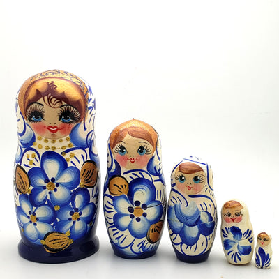 blue with gold nesting doll 