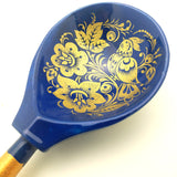 Blue gold Russian wooden spoon