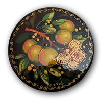 Butterfly on Apple Tree handpainted brooch Russian pin