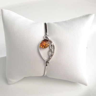 Sterling Silver with Natural Amber Buckle Bracelet BuyRussianGifts Store