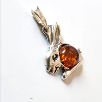 bunny rabbit sterling silver amber charm