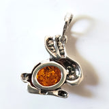 bunny rabbit sterling silver amber necklace