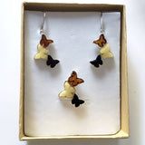 three butterfly jewelry set in box 