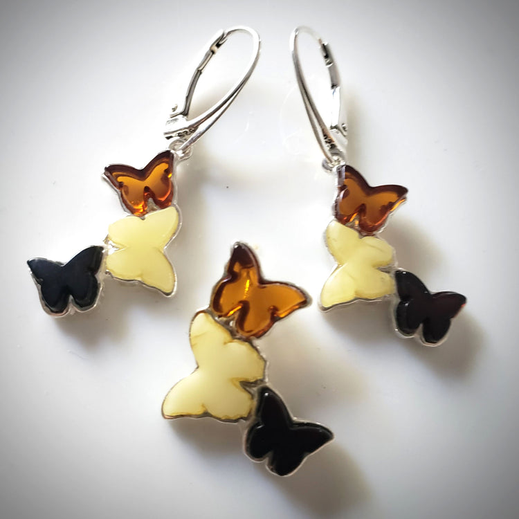 butterfly earrings pendant jewelry set