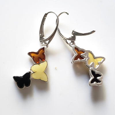 multicolor  amber butterfly earrings 