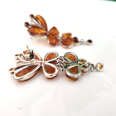 Butterfly Honey Amber & Sterling Silver Earrings BuyRussianGifts Store