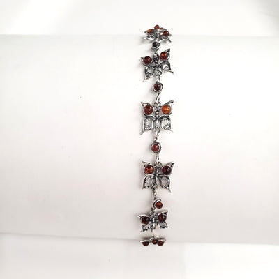 silver butterfly amber bracelet