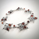 butterfly silver with natural amber bracelet