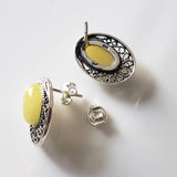 butterscotch oval post silver earrings