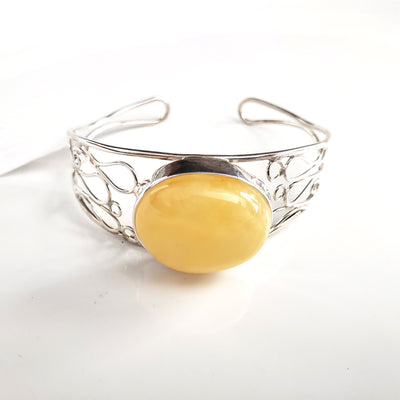 Silver amber designer bracelet 