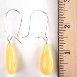 Long elegant amber teardrop silver earrings 