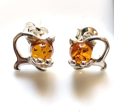 smallC at silver amber  earrings