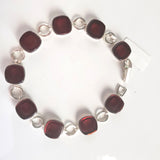 square natural red amber beads amber in sterling silver 