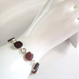 Contemporary Silver Bracelet with Cherry Red natural Amber BuyRussianGifts Store