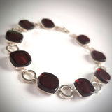 cherry amber square bears in sterling silver 