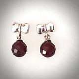 cherry amber round bead earrings