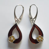 cherry amber leaf with butterscotch amber flower earring 