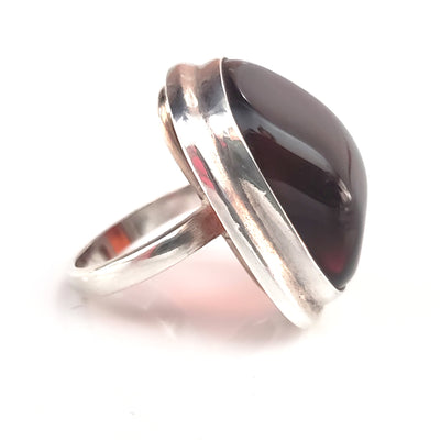red amber ring silver