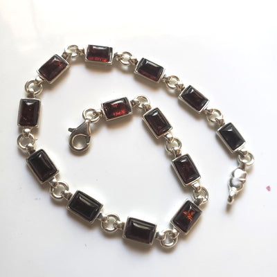 cherry red link amber silver bracelet