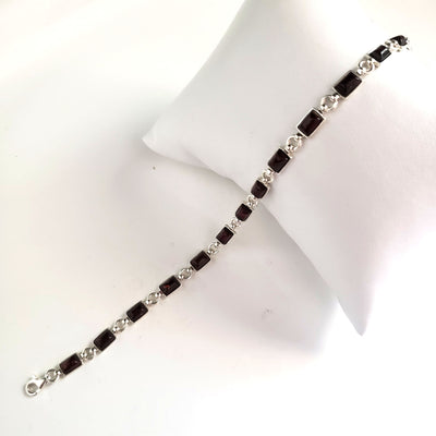 silver with natural red amber bracelet