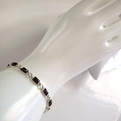 Elegant Cherry Red Amber Bracelet in Sterling Silver Setting BuyRussianGifts Store