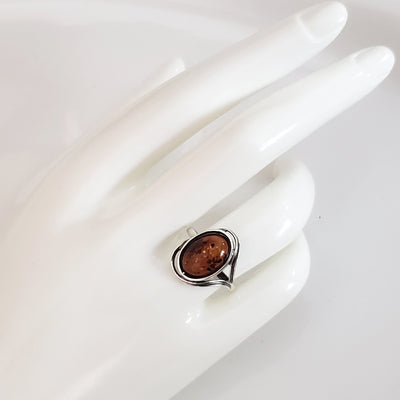 oval genuine amber ring  