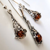 natural amber sterling silver earrings pendant jewelry set