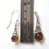 cognac amber sterling silver earrings pendant