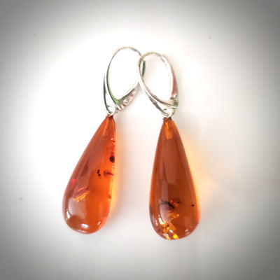 cognac amber drops earrings