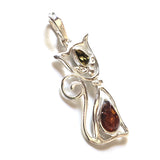 sterling silver amber cat pendant