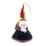side of the doll in black dress Christmas ornament