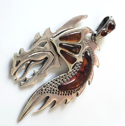 large dragon silver pendant